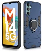 Shock Proof Back Case Mobile Cover for Samsung Galaxy M14 5G | Back Cover Case (Tough Armor | Hybrid PC + TPU | Ring Holder & in-Built Kickstand | Blue) - Image 5