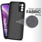 kelpuj Back Cover for Nokia G42 5G | Ultra Slim Soft Rubberised Case | Inner Velvet Fabric Lining | Matte Silicone Flexible Mobile Case | Camera Protection - Black - Image 3