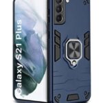 Shock Proof Back Case Mobile Cover for Samsung Galaxy S21 Plus (Armor | Hybrid PC + TPU | Full Protection with Ring Holder Kickstand | Blue)