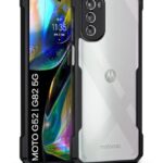 Shock Proof Clear Protective Back Case for Motorola Moto G52 | G82 5G - AirEDGE Technology | 360 Degree Camera Protection | Transparent Hybrid Back Case Mobile Cover - Black