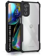Shock Proof Clear Protective Back Case for Motorola Moto G52 | G82 5G - AirEDGE Technology | 360 Degree Camera Protection | Transparent Hybrid Back Case Mobile Cover - Black