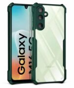 Shock Proof Clear Protective Back Case for Samsung Galaxy M16 5G | Galaxy F16 5G - AirEDGE Technology | 360 Degree Camera Protection | Transparent Hybrid Back Case Mobile Cover - Green