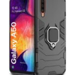 Shock Proof Back Case Mobile Cover for Samsung Galaxy A50 | A50s | A30s (Armor | Hybrid PC + TPU | Full Protection with Ring Holder Kickstand | Carbon Black)