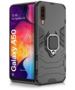 Shock Proof Back Case Mobile Cover for Samsung Galaxy A50 | A50s | A30s (Armor | Hybrid PC + TPU | Full Protection with Ring Holder Kickstand | Carbon Black)