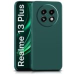 Back Cover for Realme 13 Plus 5G | Realme P1 Speed 5G | Ultra Slim Soft Rubberised Case | Inner Velvet Fabric Lining | Matte Silicone Flexible Mobile Case | Camera Protection - Green