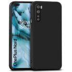 Back Cover for 1+ OnePlus Nord | Ultra Slim Soft Rubberised Case | Inner Velvet Fabric Lining | Matte Silicone Flexible Mobile Case | Camera Protection - Black