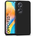 Back Cover for Oppo F23 5G | Ultra Slim Soft Rubberised Case | Inner Velvet Fabric Lining | Matte Silicone Flexible Mobile Case | Camera Protection - Black