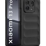 Ultimate Silicon Back Cover Case for Xiaomi Mi 13 Pro 5G | Military Grade Drop Protection Shockproof Bumper | Anti-Slip Grip | Scratch Proof Micro-Fibre Cloth Inside (Pitch Black)