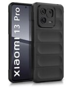 Ultimate Silicon Back Cover Case for Xiaomi Mi 13 Pro 5G | Military Grade Drop Protection Shockproof Bumper | Anti-Slip Grip | Scratch Proof Micro-Fibre Cloth Inside (Pitch Black)