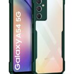 kelpuj Shock Proof Clear Protective Back Case for Samsung Galaxy A54 5G - AirEDGE Technology | 360 Degree Camera Protection | Transparent Hybrid Back Case Mobile Cover - Green