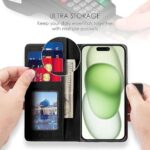 Shock Proof Flip Cover Back Case for Apple Iphone 15 | Magnetic Wallet Leather Case with Stand - Image 7