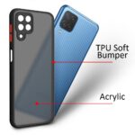 Bumper Back Cover for Samsung Galaxy M12 / A12 / F12 (TPU, Poly Carbonate | Smoked Black) - Image 4