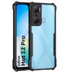 TPU+PC Shock Proof Clear Protective Back Case for Infinix Hot 12 Pro-Airedge Technology, 360 Degree Camera Protection, Transparent Hybrid Back Case Mobile Cover-Black - Image 2