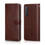 Shock Proof Flip Cover Back Case for Reno 3 Pro | Magnetic Wallet Leather Case with Stand
