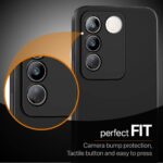Ultra Slim Soft Rubberised Back Cover for Vivo V27 | V27 Pro | Inner Velvet Fabric Lining | Matte Silicone Flexible Camera Protection Back Case - Black - Image 8