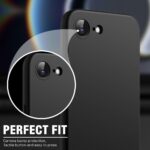 Back Cover for iPhone 16e | Ultra Slim Soft Rubberised Case | Inner Velvet Fabric Lining | Matte Silicone Flexible Mobile Case | Camera Protection - Black - Image 5