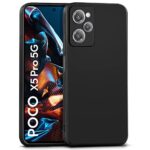 Ultra Slim Soft Rubberised Back Cover Case for Poco X5 Pro 5G | Inner Velvet Fabric Lining | Matte Silicone Flexible Camera Protection Back Cover ? Black