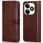 Shock Proof Flip Cover Back Case for Tecno Pop 8 | Magnetic Wallet Leather Case with Stand