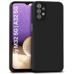 Back Cover for Samsung Galaxy M32 5G | A32 5G | Ultra Slim Soft Rubberised Case | Inner Velvet Fabric Lining | Matte Silicone Flexible Mobile Case | Camera Protection - Black