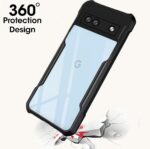 Shock Proof Clear Protective Back Case for Google Pixel 7A - AirEDGE Technology | 360 Degree Camera Protection | Transparent Hybrid Back Case Mobile Cover - Black - Image 2