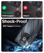 kelpuj Shock Proof Clear Protective Back Case for Infinix Smart 8 HD - AirEDGE Technology | 360 Degree Camera Protection | Transparent Hybrid Back Case Mobile Cover - Black - Image 5