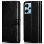 Shock Proof Flip Cover Back Case for Redmi Note 12 5G | Magnetic Wallet Leather Case with Stand