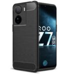 Ultra Slim Soft Rubberised Back Cover for iQOO Z7 5G | iQOO Z7s 5G | Shock Proof Brushed Carbon Fibre Texture Silicone Flexible Camera Protection Back Case ? Black - Image 4