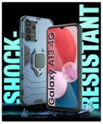 kelpuj Shock Proof Back Case Mobile Cover for Samsung Galaxy A13 4G | Back Cover Case (Tough Armor | Hybrid PC + TPU | Ring Holder & in-Built Kickstand | Blue) - Image 5