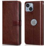 Shock Proof Flip Cover Back Case for Apple Iphone 14 | Magnetic Wallet Leather Case with Stand