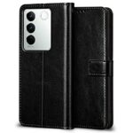 Shock Proof Flip Cover Back Case for Vivo V27 | Magnetic Wallet Leather Case with Stand - Image 3