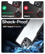 kelpuj Shock Proof Clear Mobile Back Cover Case for Apple iPhone 15 | AirEDGE Technology | Hard | Hybrid PC + TPU | Full Armour Device & Camera Protection - Black - Image 7