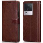 Shock Proof Flip Cover Back Case for Iqoo Neo 7 | Magnetic Wallet Leather Case with Stand