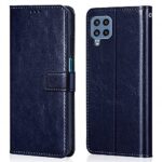 Shock Proof Flip Cover Back Case for Samsung Galaxy F22 4G | Magnetic Wallet Leather Case with Stand