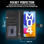 Shock Proof Flip Cover Back Case for Samsung Galaxy M04 | Magnetic Wallet Leather Case with Stand - Image 5