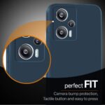 Back Cover for Poco F5 5G | Ultra Slim Soft Rubberised Case | Inner Velvet Fabric Lining | Matte Silicone Flexible Mobile Case | Camera Protection - Blue - Image 5