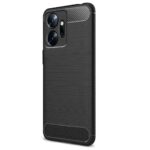Slim Soft Rubberised Back Cover Case for Infinix Zero 20 | Shock Proof Brushed Carbon Fibre Texture Silicone Flexible Camera Protection Back Case - Black - Image 3