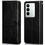 Shock Proof Flip Cover Back Case for Vivo V27 | Magnetic Wallet Leather Case with Stand