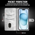 Shock Proof Flip Cover Back Case for Iphone 15 | Magnetic Wallet Leather Case with Stand - Image 7
