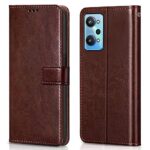 Shock Proof Flip Cover Back Case for Realme Gt Neo 2 5G - Chestnut Brown | Magnetic Wallet Leather Case with Stand