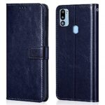 Shock Proof Flip Cover Back Case for Samsung Galaxy M21 | Magnetic Wallet Leather Case with Stand