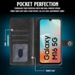 Shock Proof Flip Cover Back Case for Samsung Galaxy M16 5G | Magnetic Wallet Leather Case with Stand - Image 5
