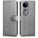 Shock Proof Flip Cover Back Case for Vivo V40 | Magnetic Wallet Leather Case with Stand