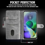 Shock Proof Flip Cover Back Case for Motorola Moto G54 5G | Magnetic Wallet Leather Case with Stand - Image 7