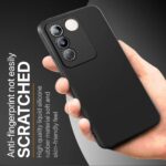 Ultra Slim Soft Rubberised Back Cover for Vivo V27 | V27 Pro | Inner Velvet Fabric Lining | Matte Silicone Flexible Camera Protection Back Case - Black - Image 6