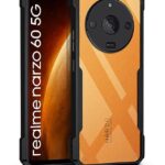 kelpuj Shock Proof Clear Protective Back Case for Realme Narzo 60 5G - AirEDGE Technology | 360 Degree Camera Protection | Transparent Hybrid Back Case Mobile Cover - Black