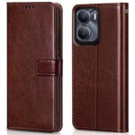 Shock Proof Flip Cover Back Case for Vivo Y16 | Magnetic Wallet Leather Case with Stand