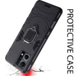 kelpuj Shock Proof Back Case Mobile Cover for Oppo F21 Pro 4G | Back Cover Case (Tough Armor | Hybrid PC + TPU | Ring Holder & in-Built Kickstand | Black) - Image 8