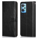 Shock Proof Flip Cover Back Case for Realme Gt Neo 2 5G - Black | Magnetic Wallet Leather Case with Stand