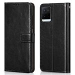 Shock Proof Flip Cover Back Case for Vivo Y21 | Magnetic Wallet Leather Case with Stand