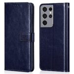 Shock Proof Flip Cover Back Case for Samsung Galaxy S21 Ultra | Magnetic Wallet Leather Case with Stand